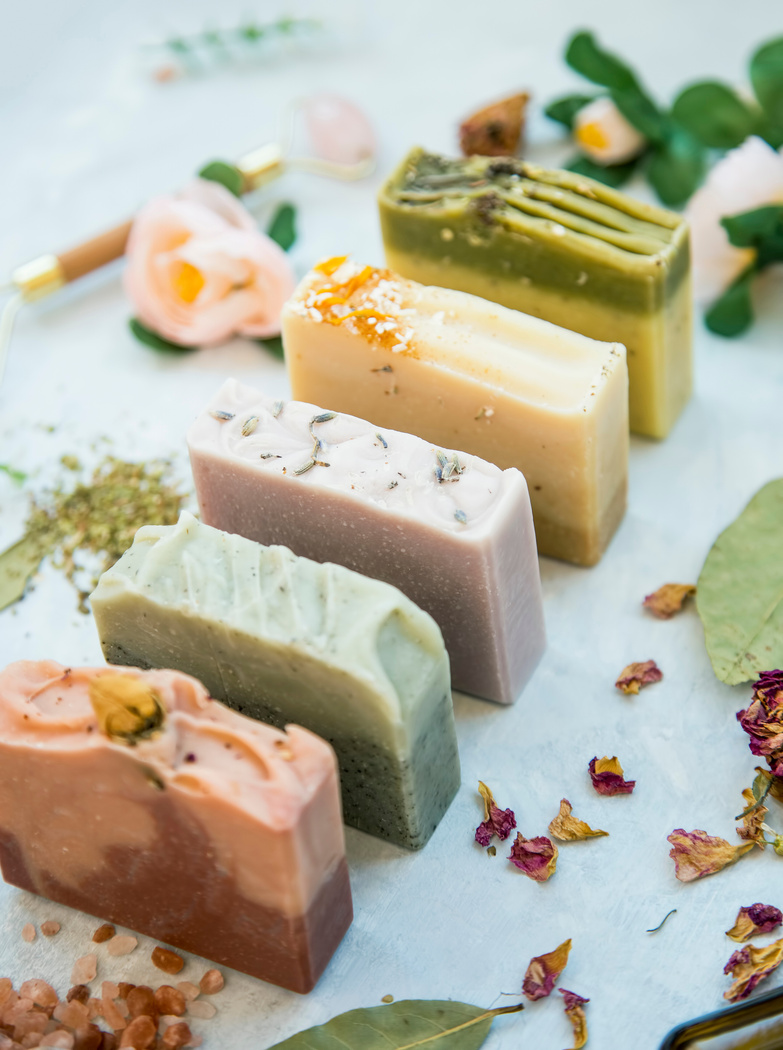 Organic natural soap bars with plants extracts, handmade soaps