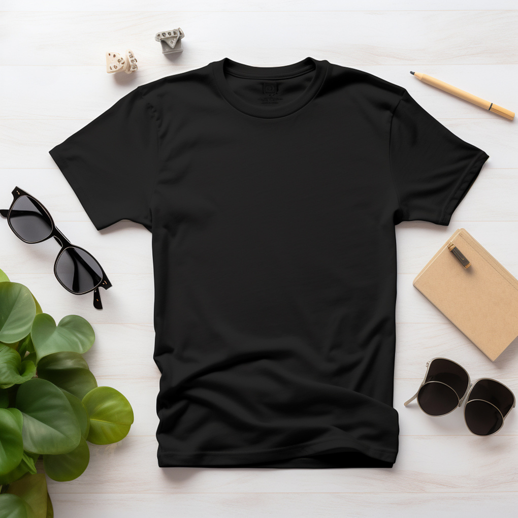 Top View Black T-Shirt Design Mockup  Background