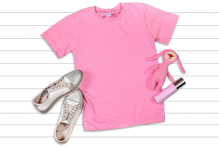 Pink T-shirt Mock-up on a White Background